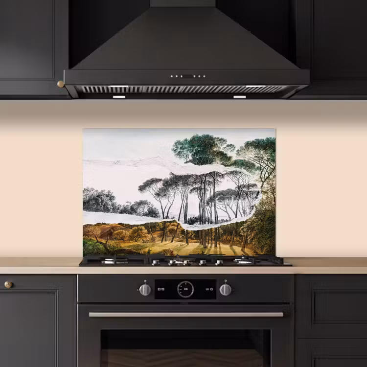 Salpicaderos de cocina - Paisaje italiano pinos paraguas - Arte - Hendrik Voogd - Pintura - Blanco y negro - Antiguos maestros — 5