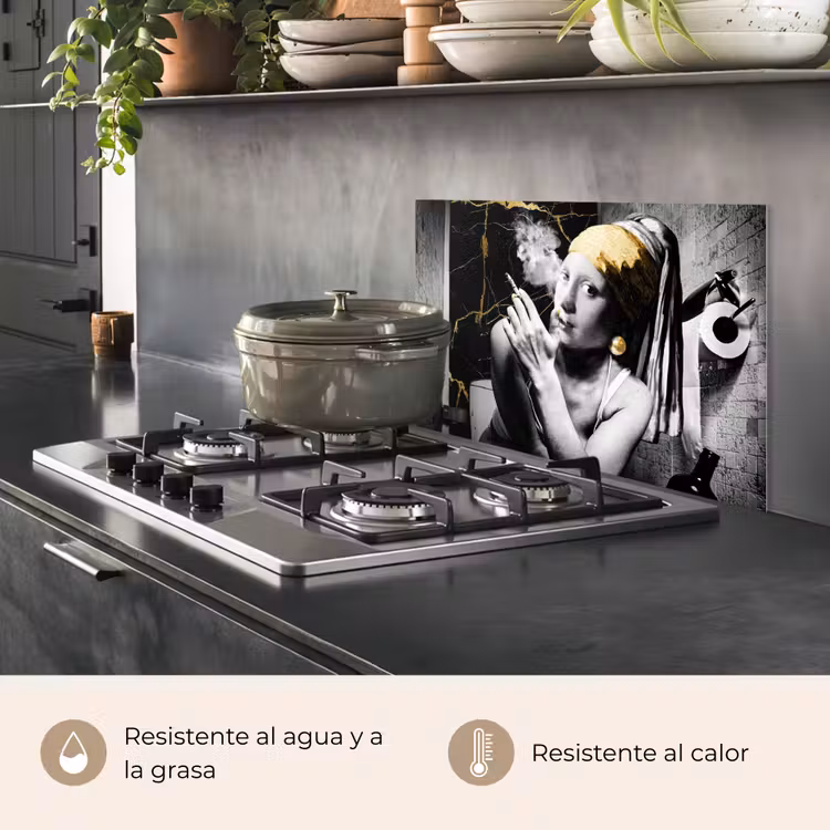 Salpicaderos de cocina - Mirada de mármol - Chica con pendiente de perla - Cigarrillos - Aseo - Oro - Arte - Antiguos maestros — 2
