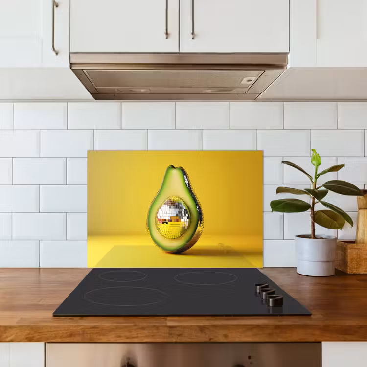 Salpicaderos de cocina - Aguacate - Discoball - Amarillo - Purpurina — 3