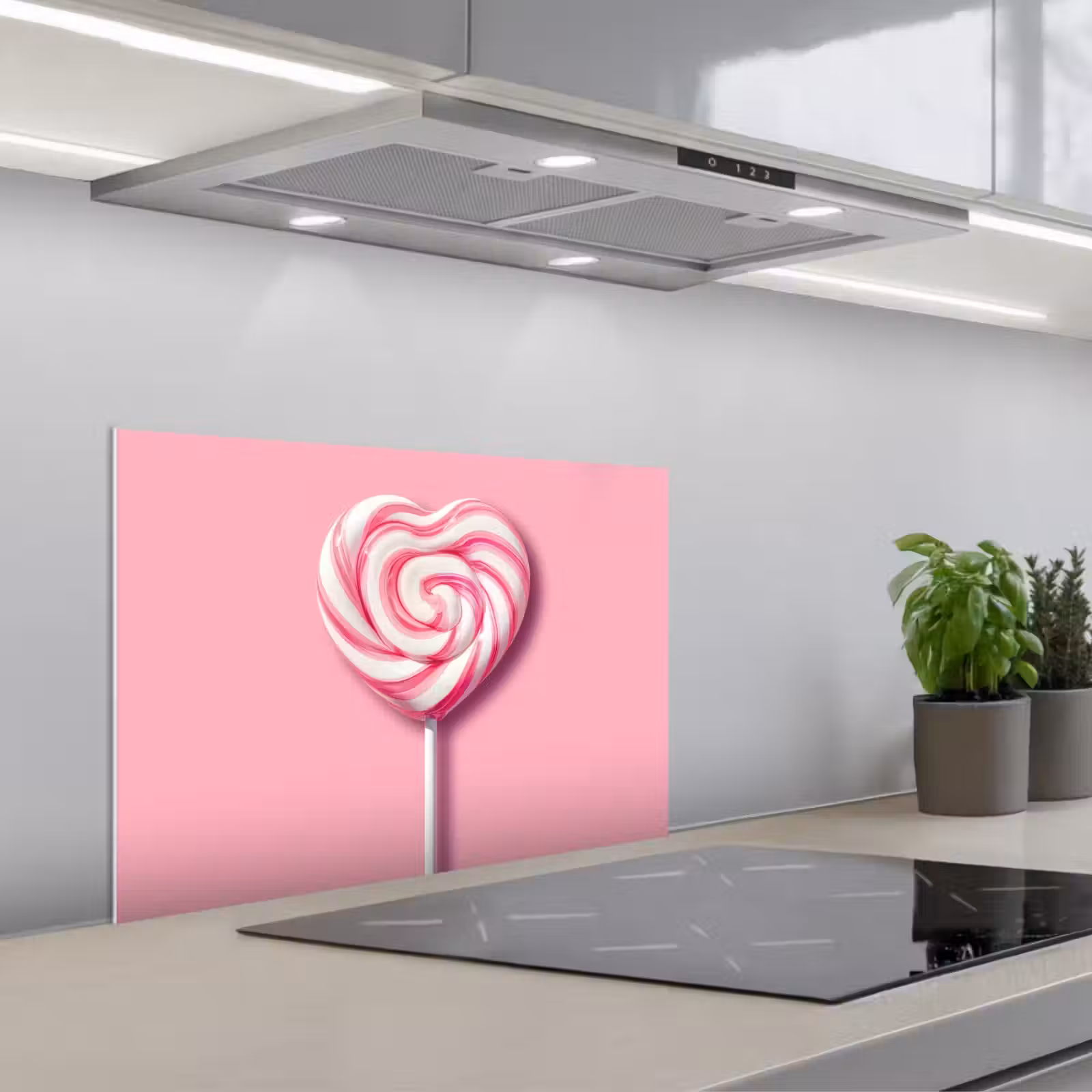 Salpicaderos de cocina - Caramelo - Piruleta - Corazón - Rosa — 1