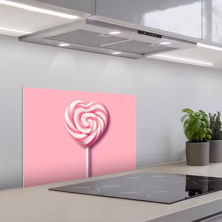 Salpicaderos de cocina - Caramelo - Piruleta - Corazón - Rosa — 1