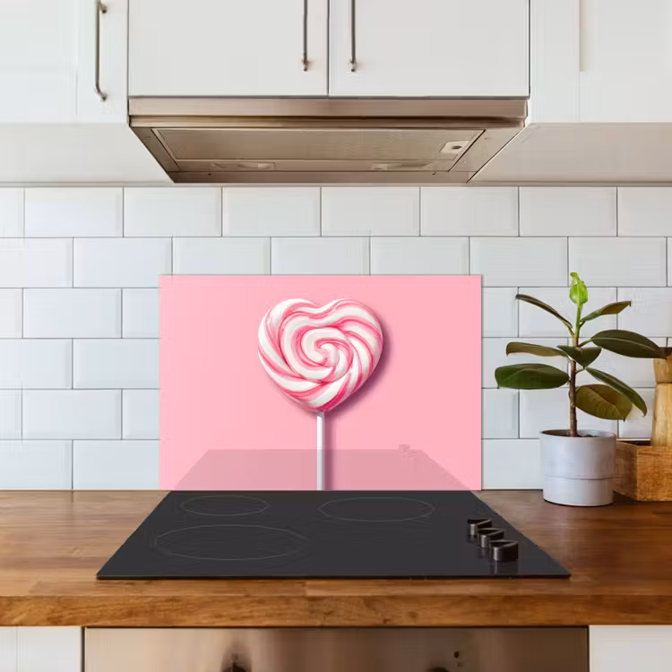 Salpicaderos de cocina - Caramelo - Piruleta - Corazón - Rosa — 3
