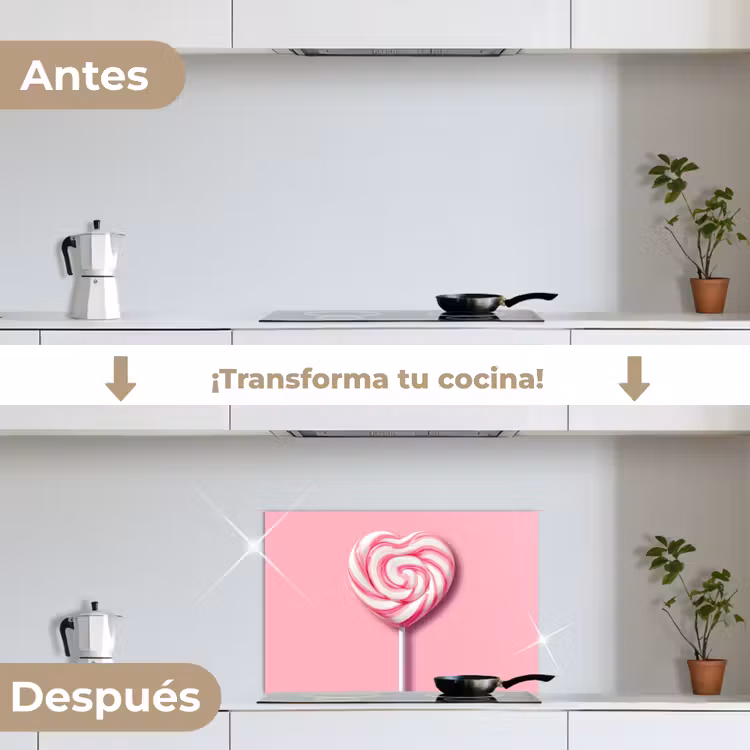 Salpicaderos de cocina - Caramelo - Piruleta - Corazón - Rosa — 7