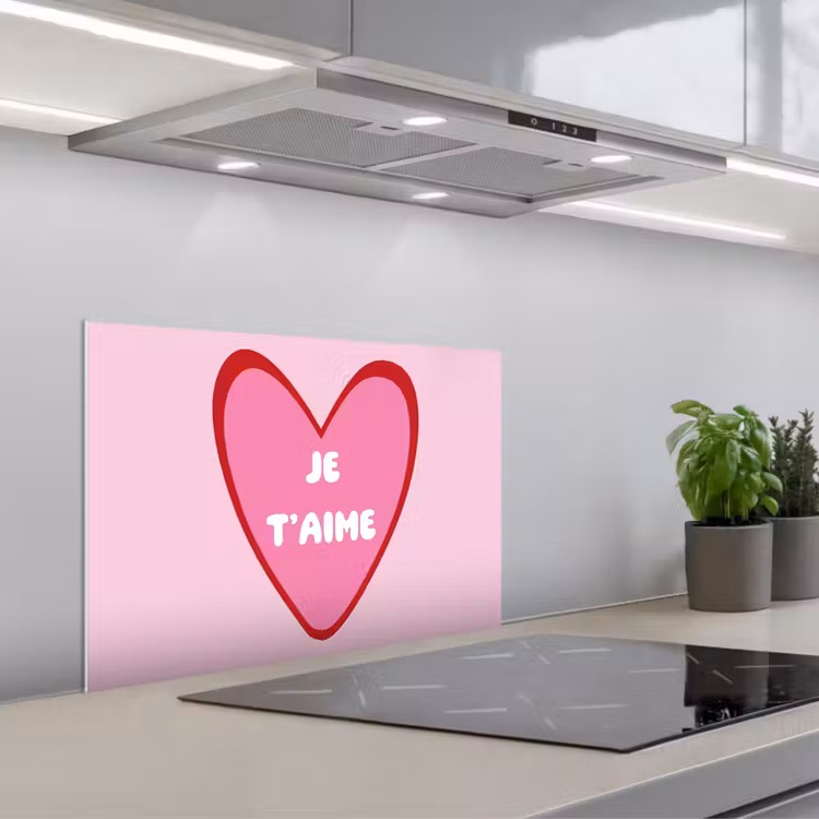 Salpicaderos de cocina - Corazón - Francés - San Valentín - Rosa — 1