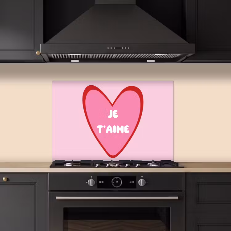 Salpicaderos de cocina - Corazón - Francés - San Valentín - Rosa — 5