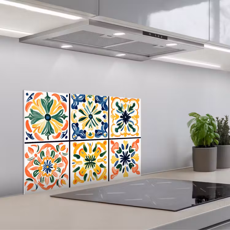 Salpicaderos de cocina - Español - Azulejos - Cerámica - Flores — 1