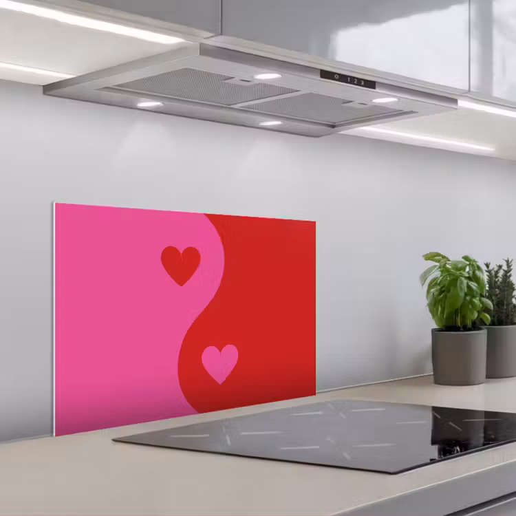 Salpicaderos de cocina - Minimalista - Rojo - Rosa - Corazones — 1