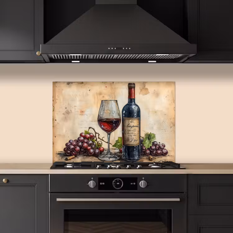 Salpicaderos de cocina - Bodegón con vino y uvas — 5