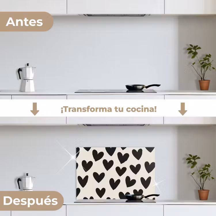 Salpicaderos de cocina - Corazones - Negro - Beige — 7
