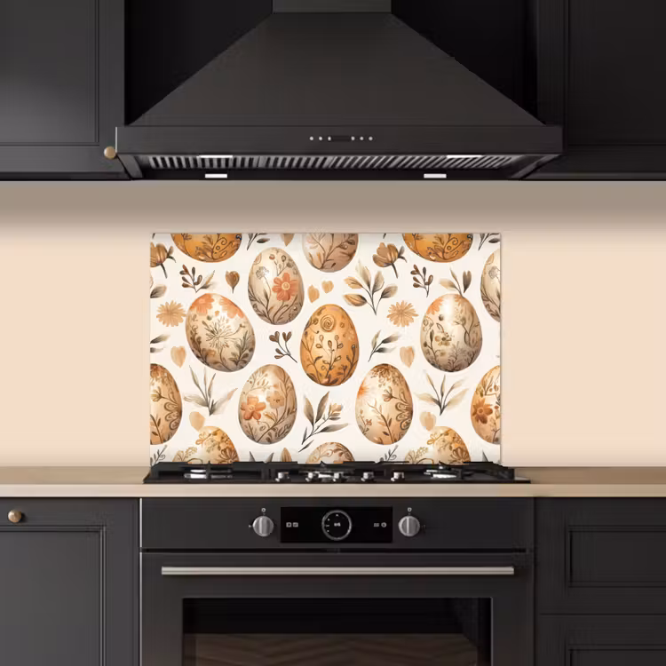 Salpicaderos de cocina - Huevos de Pascua - Marrones - Flores — 5