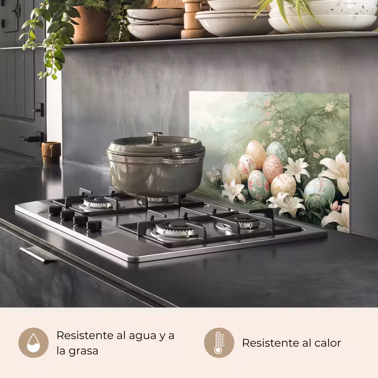 Salpicaderos de cocina - Huevos de Pascua - Tonos pastel - Flores — 2