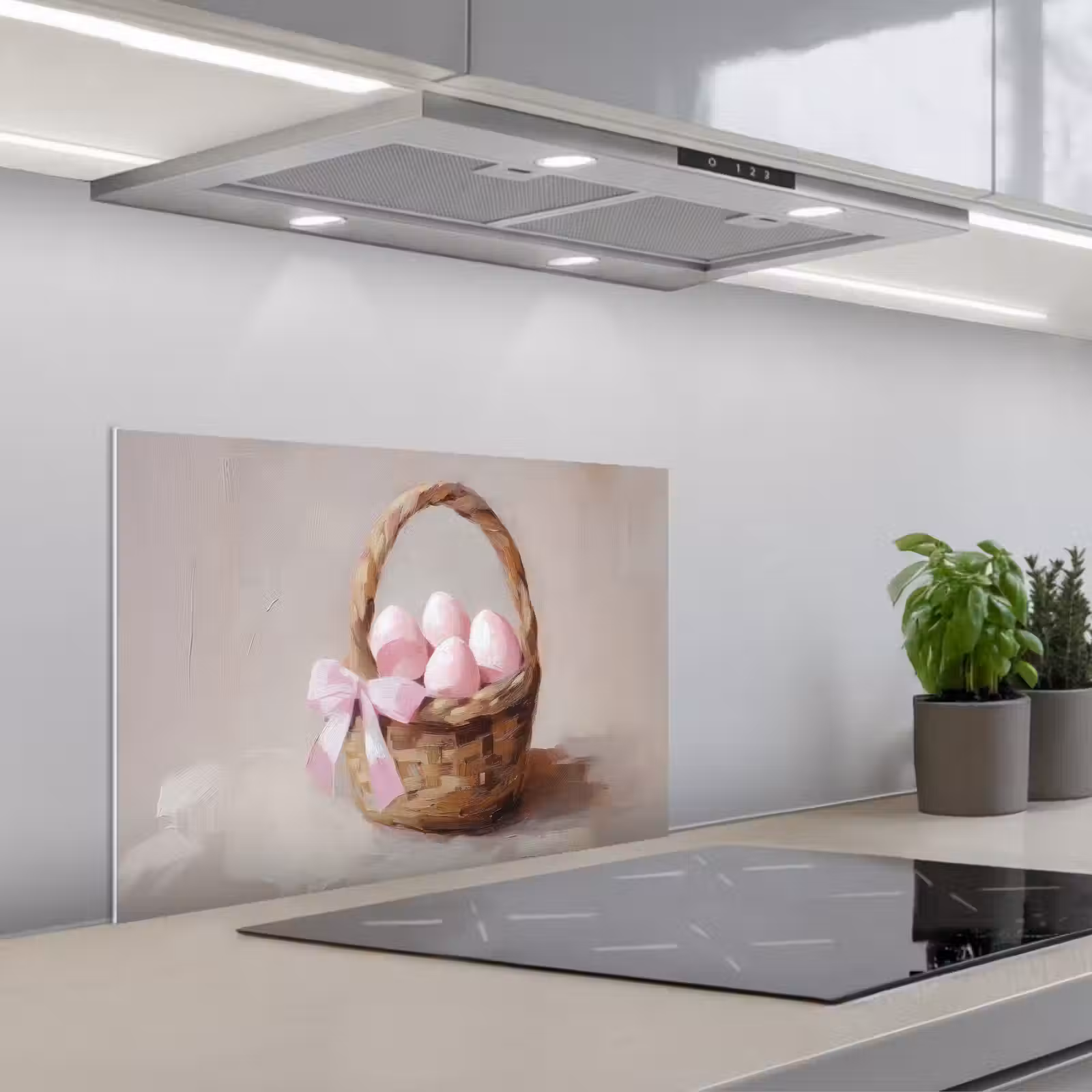 Salpicaderos de cocina - Cesta - Huevos - Rosa — 1