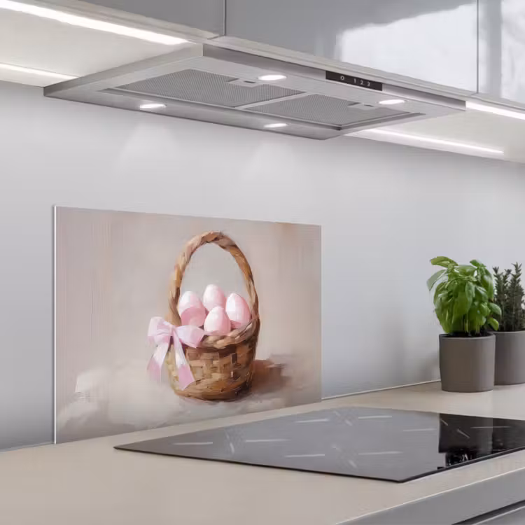 Salpicaderos de cocina - Cesta - Huevos - Rosa — 1