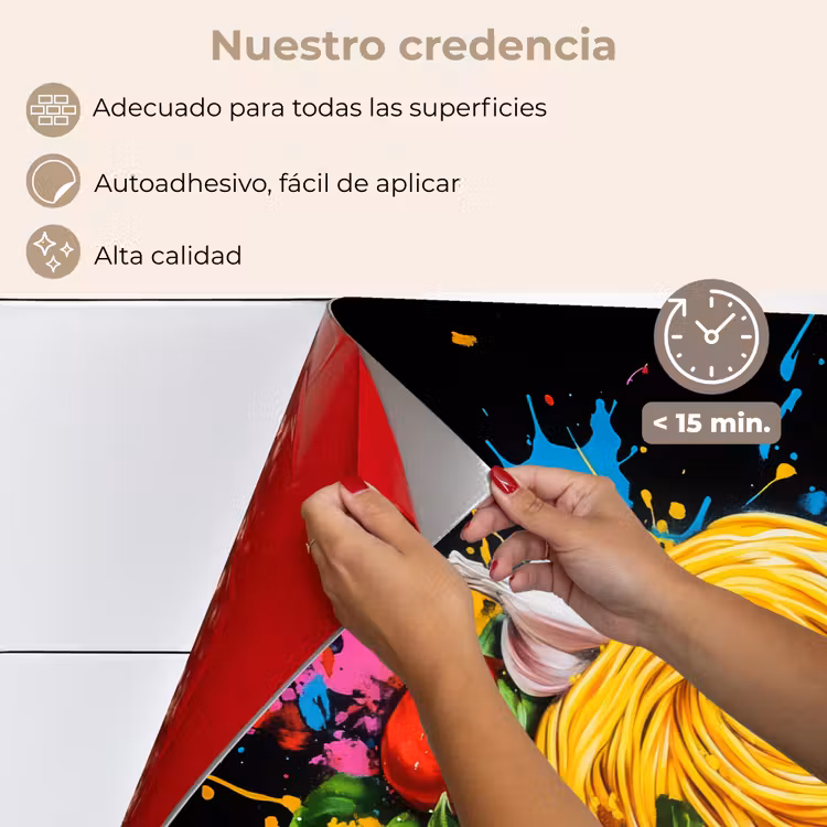 Salpicaderos de cocina - Espagueti - Graffiti - Pintura - Colorido - Comida - Moderno — 4