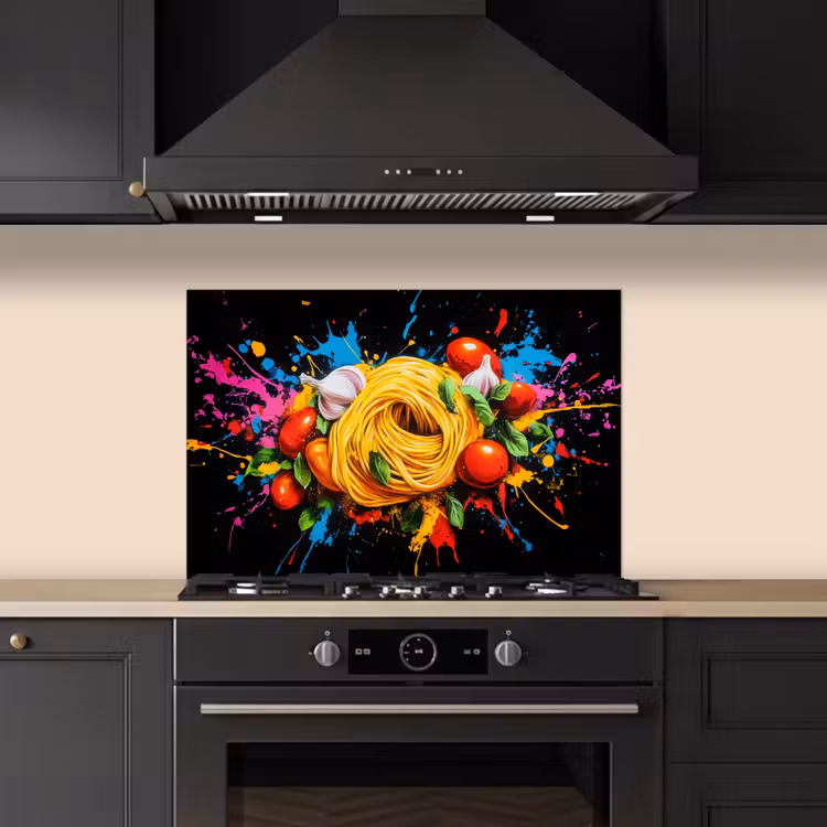 Salpicaderos de cocina - Espagueti - Graffiti - Pintura - Colorido - Comida - Moderno — 5