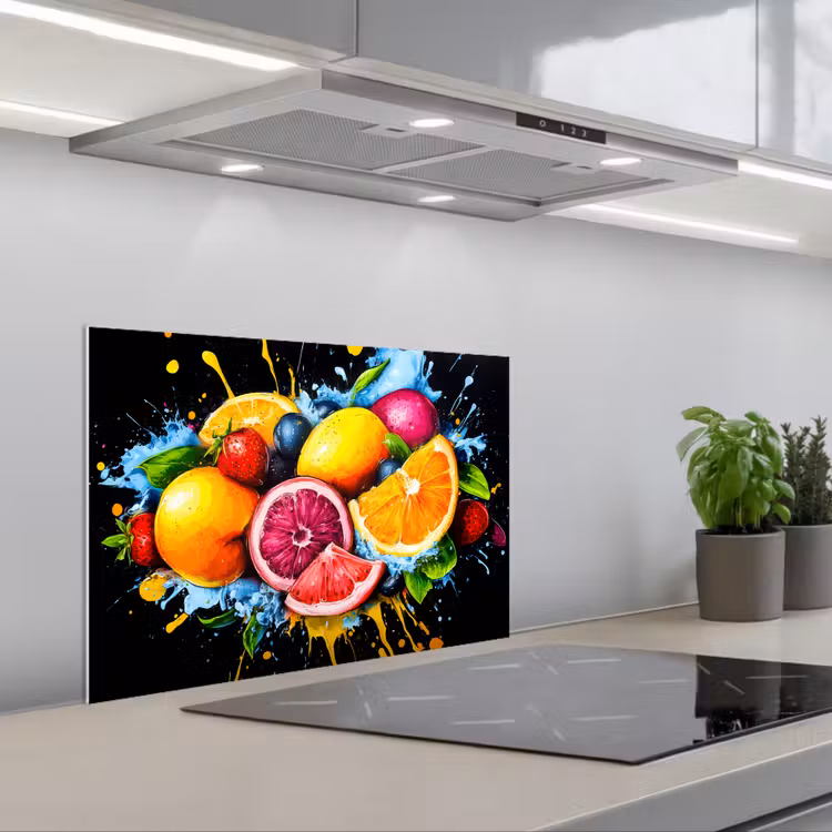 Salpicaderos de cocina - Fruta - Graffiti - Colorido - Naranja - Fresa - Abstracto — 1