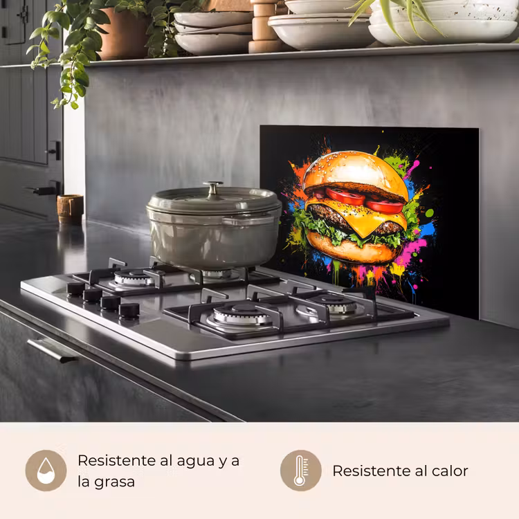 Salpicaderos de cocina - Hamburguesa - Graffiti - Pintura - Colorido - Comida - Abstracto — 2
