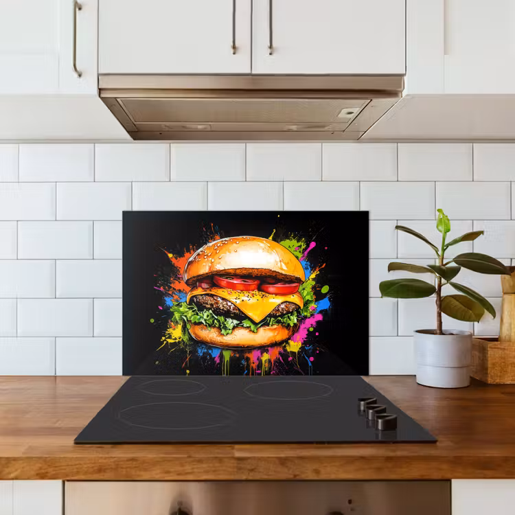 Salpicaderos de cocina - Hamburguesa - Graffiti - Pintura - Colorido - Comida - Abstracto — 3