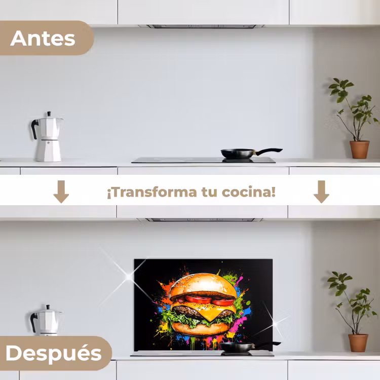 Salpicaderos de cocina - Hamburguesa - Graffiti - Pintura - Colorido - Comida - Abstracto — 7