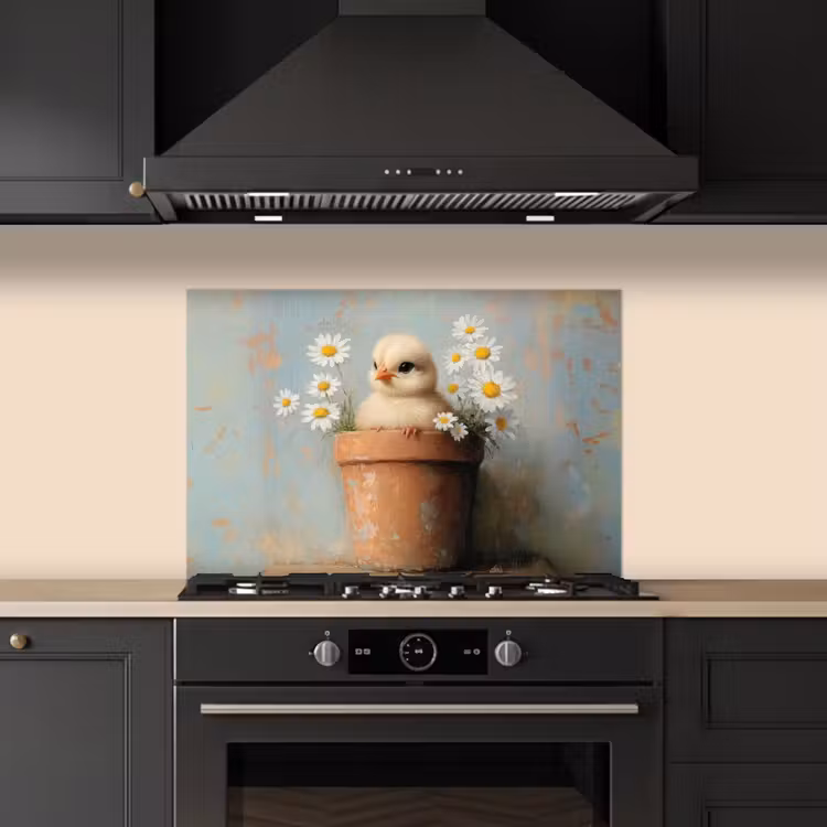Salpicaderos de cocina - Maceta - Pollito - Flores — 5