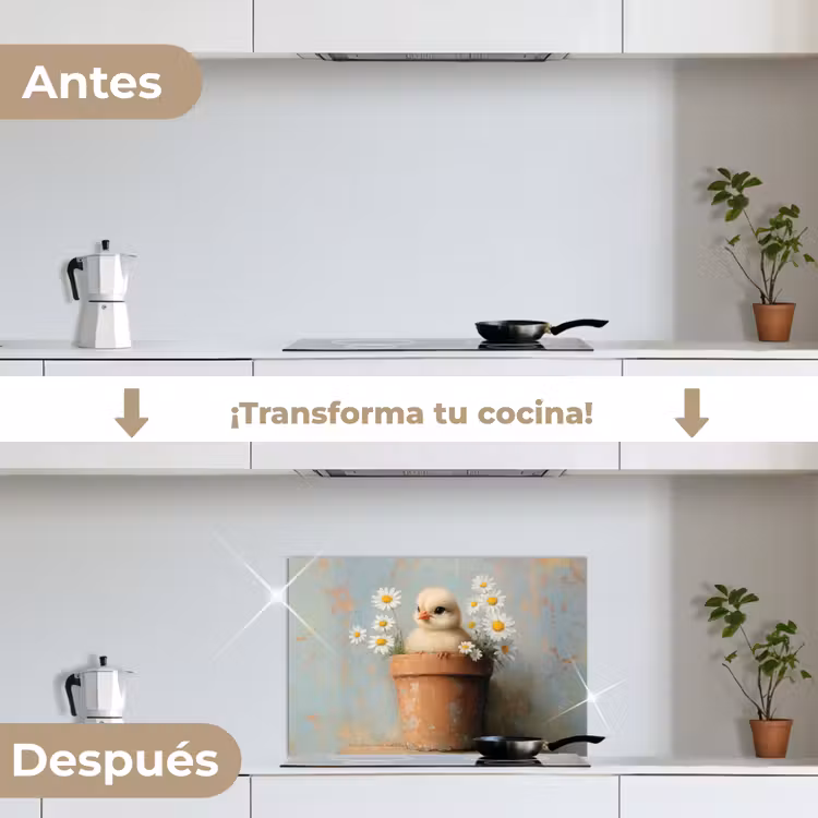 Salpicaderos de cocina - Maceta - Pollito - Flores — 7
