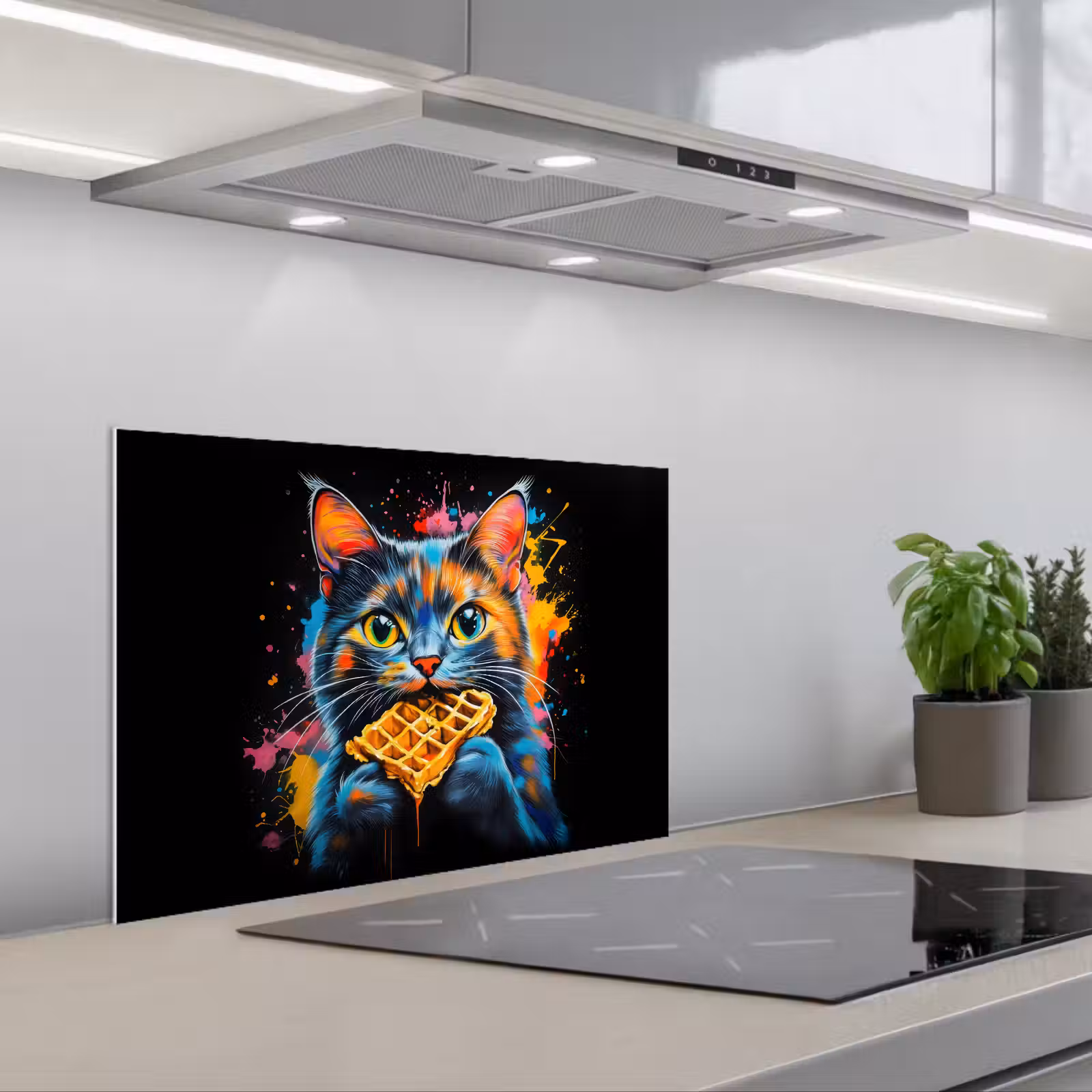 Salpicaderos de cocina - Gato - Graffiti - Colorido - Gofre - Comida — 1