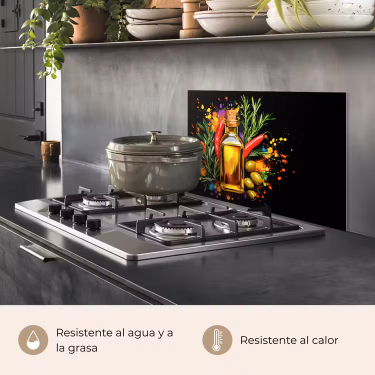Salpicaderos de cocina - Aceite de oliva - Graffiti - Pimienta - Aceitunas - Moderno — 2