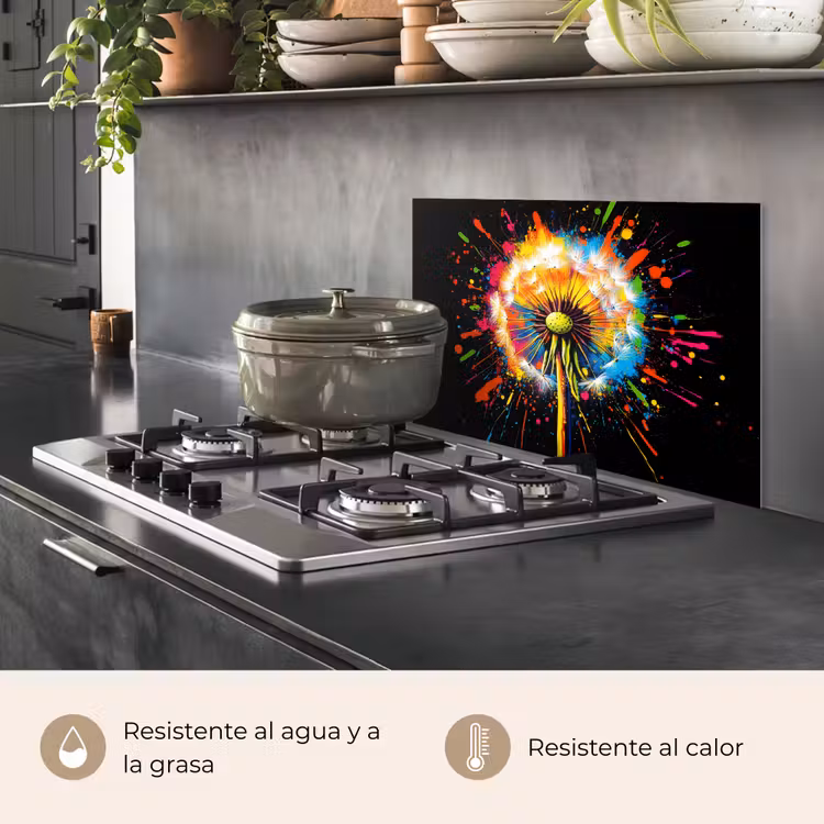 Salpicaderos de cocina - Diente de león - Graffiti - Colorido - Flores - Naturaleza — 2