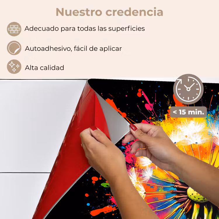 Salpicaderos de cocina - Diente de león - Graffiti - Colorido - Flores - Naturaleza — 4