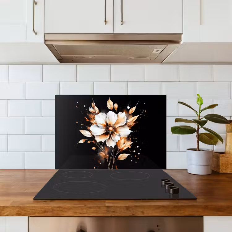 Salpicaderos de cocina - Flor - Pintura - Oro - Graffiti - Moderno — 3