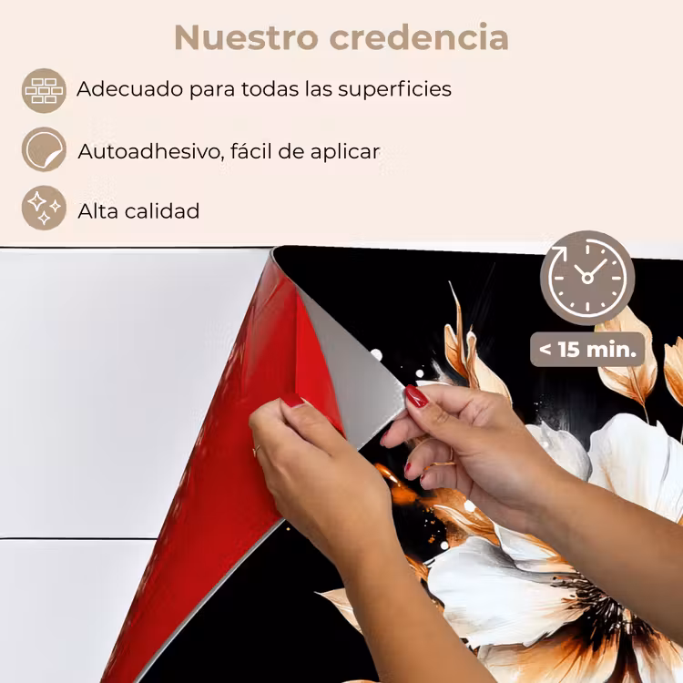Salpicaderos de cocina - Flor - Pintura - Oro - Graffiti - Moderno — 4