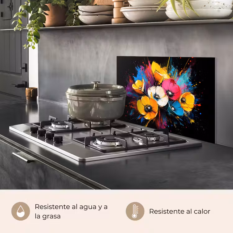 Salpicaderos de cocina - Flores - Colorido - Graffiti - Moderno - Ramo — 2