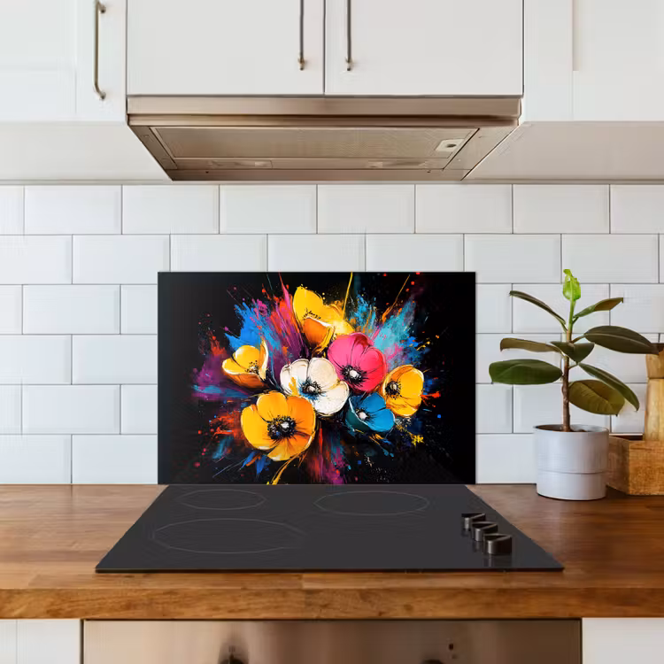 Salpicaderos de cocina - Flores - Colorido - Graffiti - Moderno - Ramo — 3