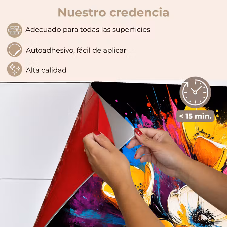 Salpicaderos de cocina - Flores - Colorido - Graffiti - Moderno - Ramo — 4