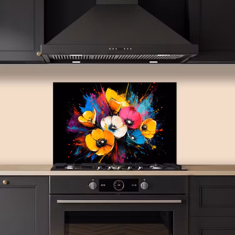 Salpicaderos de cocina - Flores - Colorido - Graffiti - Moderno - Ramo — 5