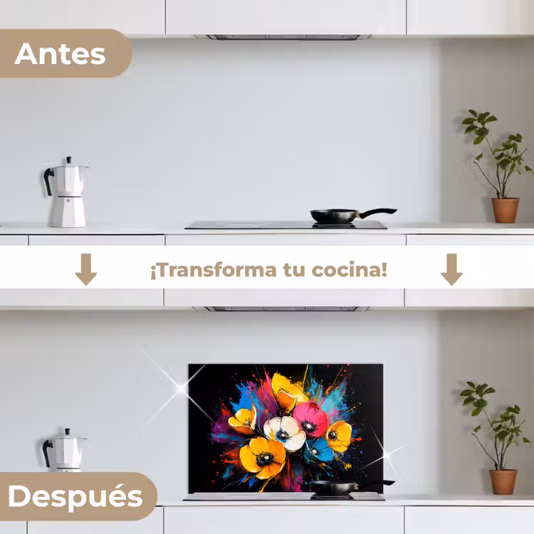 Salpicaderos de cocina - Flores - Colorido - Graffiti - Moderno - Ramo — 7