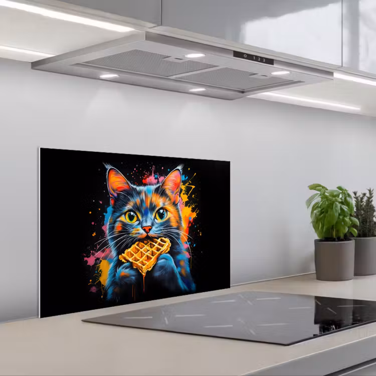 Salpicaderos de cocina - Gato - Graffiti - Colorido - Gofre - Comida — 1