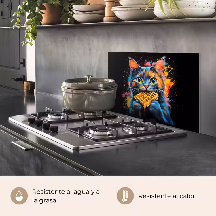 Salpicaderos de cocina - Gato - Graffiti - Colorido - Gofre - Comida — 2