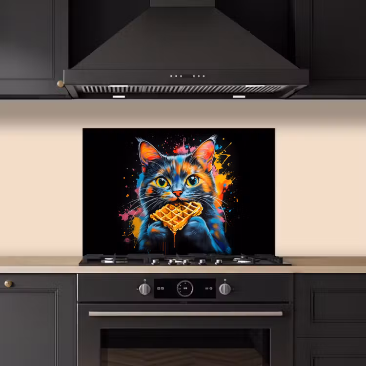 Salpicaderos de cocina - Gato - Graffiti - Colorido - Gofre - Comida — 5
