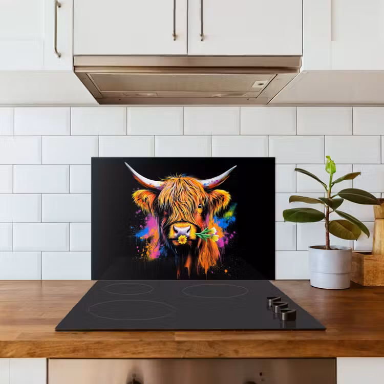 Salpicaderos de cocina - Highlander escocés - Graffiti - Colorido - Flor - Animales — 3