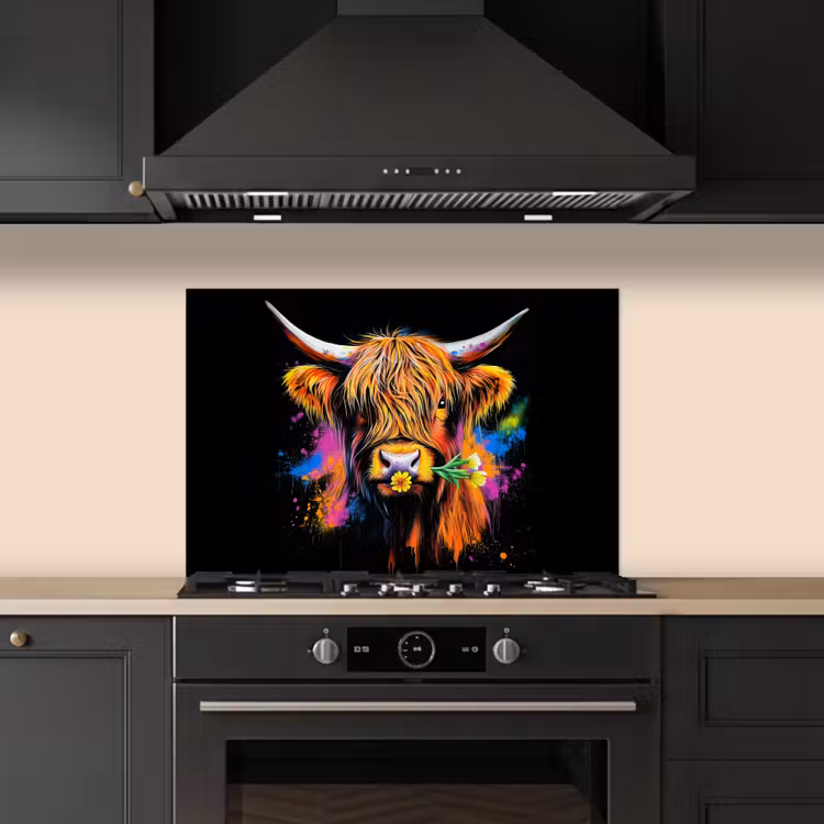 Salpicaderos de cocina - Highlander escocés - Graffiti - Colorido - Flor - Animales — 5