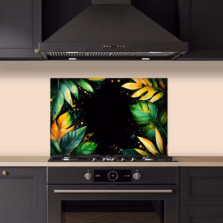 Salpicaderos de cocina - Hojas - Verde - Amarillo - Pintura - Selva — 5