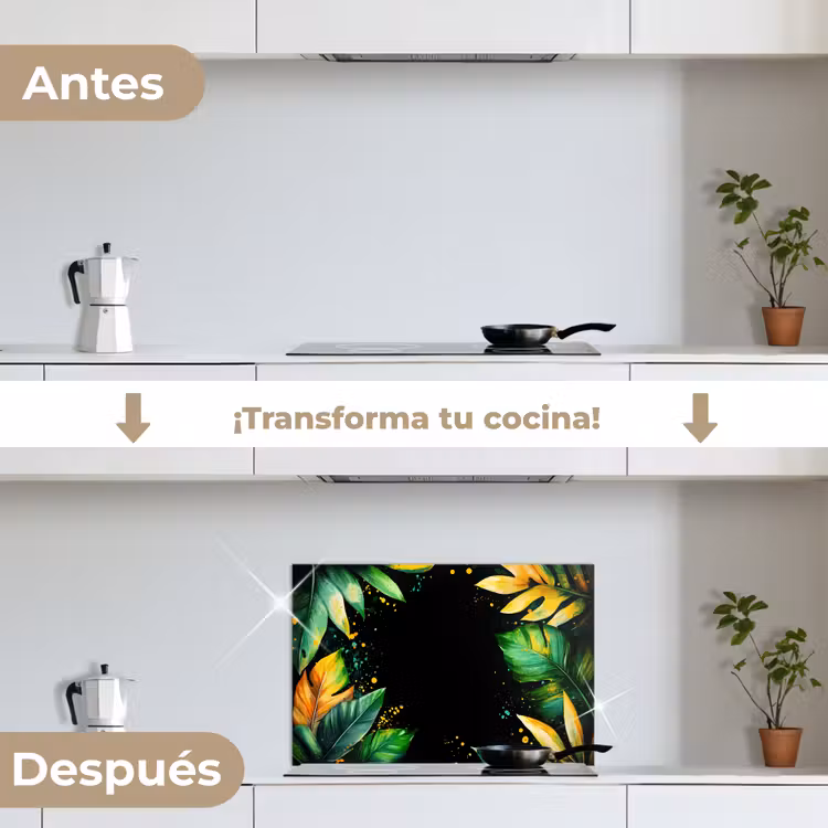 Salpicaderos de cocina - Hojas - Verde - Amarillo - Pintura - Selva — 7