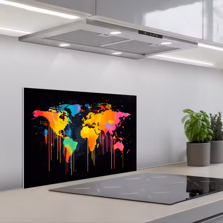 Salpicaderos de cocina - Mapamundi - Pintura - Colorido - Graffiti - Mundo — 1