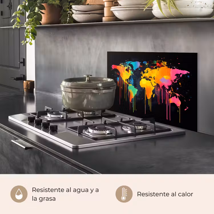 Salpicaderos de cocina - Mapamundi - Pintura - Colorido - Graffiti - Mundo — 2