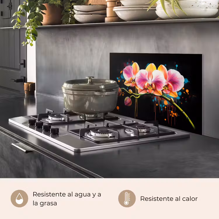 Salpicaderos de cocina - Orquídea - Graffiti - Colorido - Flores - Abstracto — 2