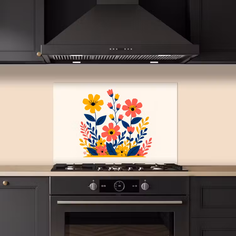 Salpicaderos de cocina - Ilustración - Flores - Hojas - Rosa — 5