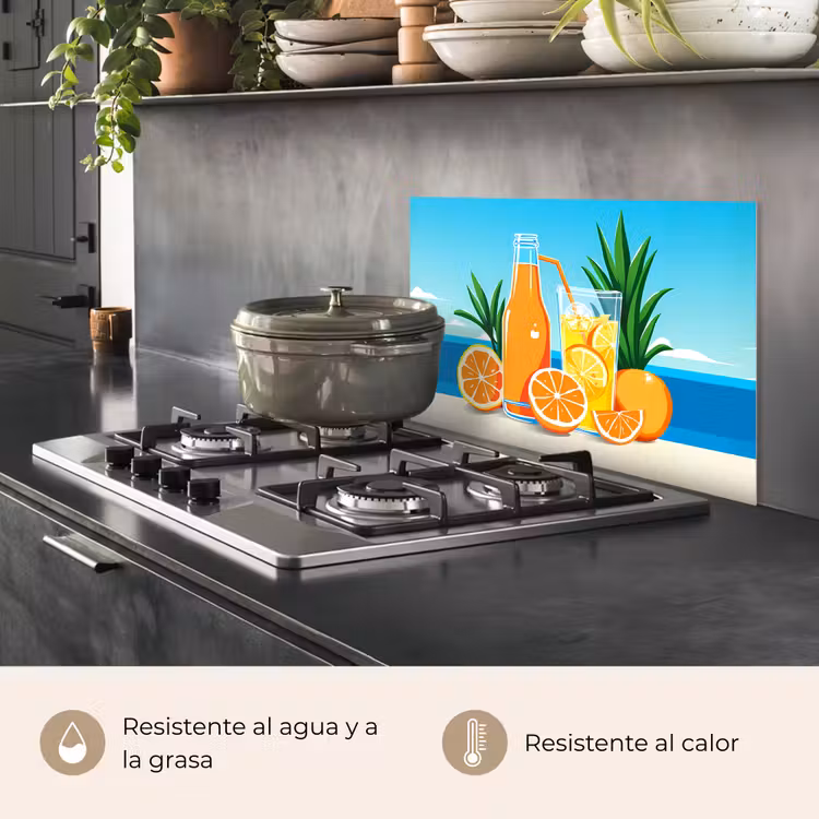 Salpicaderos de cocina - Naranjas - Cubitos de hielo - Mar - Ilustración — 2