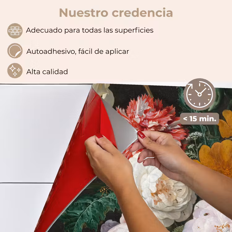 Salpicaderos de cocina - Naturaleza muerta con flores en un jarrón de cristal - Pintura de Jan Davidsz. de Heem — 4