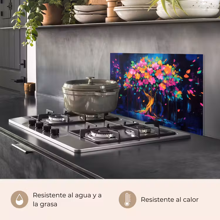Salpicaderos de cocina - Árbol - Flores - Mágico - De colores — 2